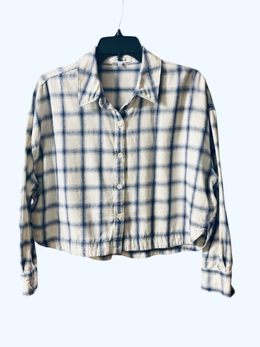 Madewell Flannel Shirt Hartfield Crop Boxy Top in Windowpane Sz Med